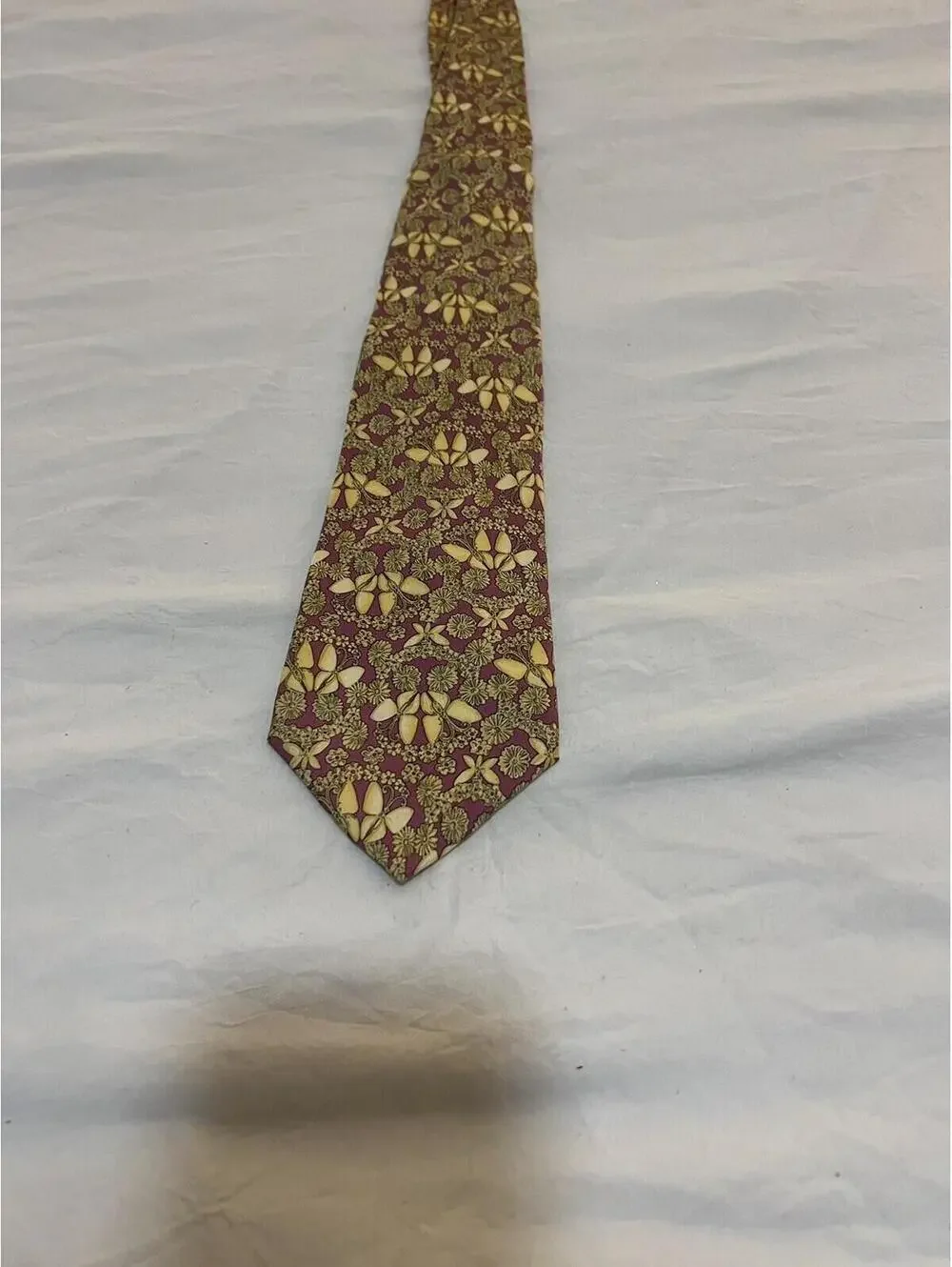 Lanvin Men's 100% Silk Yellow Pattern Tie 321